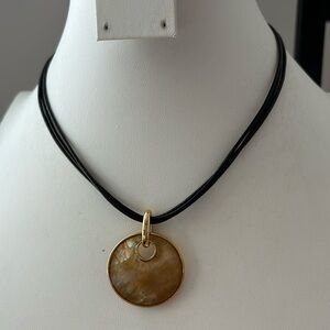 Lia Sophia “Taos” necklace/ black cords measure 16 in/ Mother of Pearl p…
